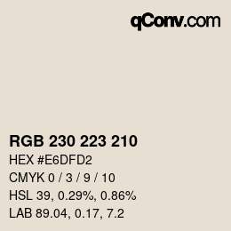 Código de color: RGB 230 223 210 | qconv.com