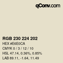 カラーコード: RGB 230 224 202 | qconv.com