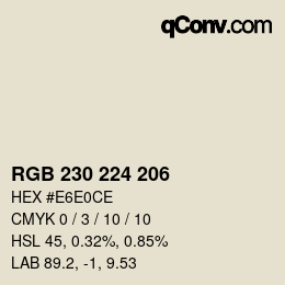 颜色代码: RGB 230 224 206 | qconv.com