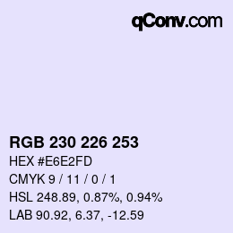 Color code: RGB 230 226 253 | qconv.com