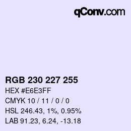 颜色代码: RGB 230 227 255 | qconv.com