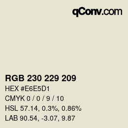 Color code: RGB 230 229 209 | qconv.com