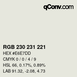 Color code: RGB 230 231 221 | qconv.com