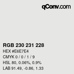 Código de color: RGB 230 231 228 | qconv.com