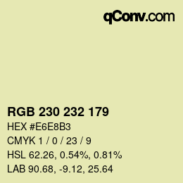 Color code: RGB 230 232 179 | qconv.com