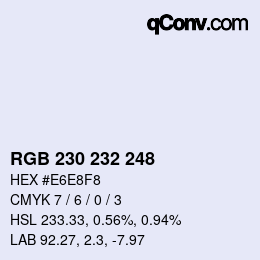 Color code: RGB 230 232 248 | qconv.com