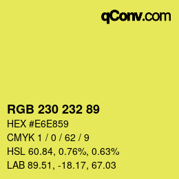 Color code: RGB 230 232 89 | qconv.com