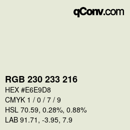 カラーコード: RGB 230 233 216 | qconv.com