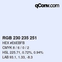 Color code: RGB 230 235 251 | qconv.com