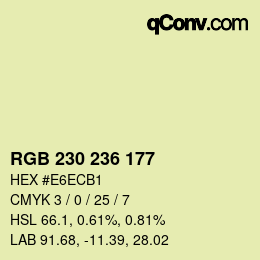 颜色代码: RGB 230 236 177 | qconv.com