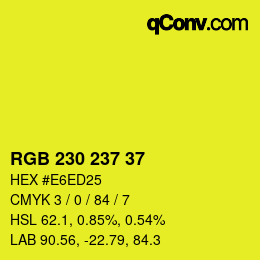 Color code: RGB 230 237 37 | qconv.com