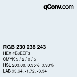 Color code: RGB 230 238 243 | qconv.com