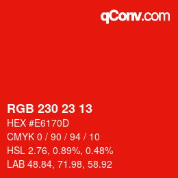 Color code: RGB 230 23 13 | qconv.com