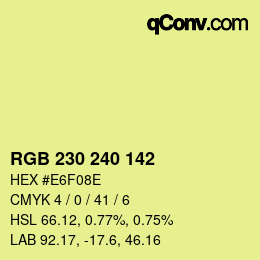 Color code: RGB 230 240 142 | qconv.com