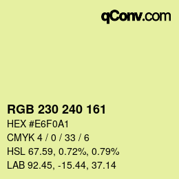 Color code: RGB 230 240 161 | qconv.com