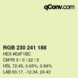 Color code: RGB 230 241 188 | qconv.com