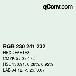 Color code: RGB 230 241 232 | qconv.com