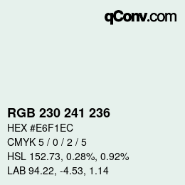 Code couleur: RGB 230 241 236 | qconv.com