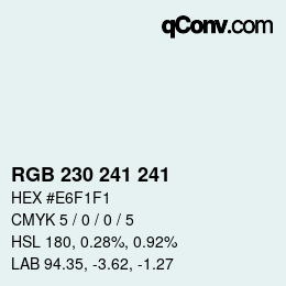 Color code: RGB 230 241 241 | qconv.com