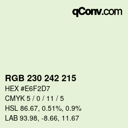 カラーコード: RGB 230 242 215 | qconv.com