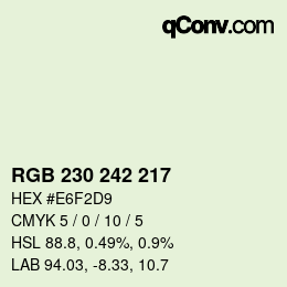 颜色代码: RGBA 230 242 217 1 | qconv.com