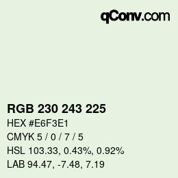 Código de color: RGB 230 243 225 | qconv.com