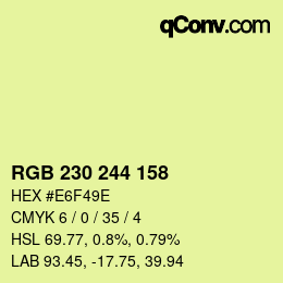 Color code: RGB 230 244 158 | qconv.com