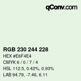 颜色代码: RGB 230 244 228 | qconv.com