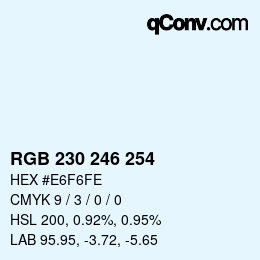 颜色代码: RGB 230 246 254 | qconv.com