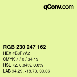 Color code: RGB 230 247 162 | qconv.com