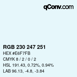 Color code: RGB 230 247 251 | qconv.com