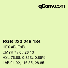颜色代码: RGB 230 248 184 | qconv.com