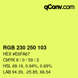 Color code: RGB 230 250 103 | qconv.com