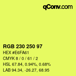 Color code: RGB 230 250 97 | qconv.com