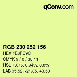 颜色代码: RGB 230 252 156 | qconv.com