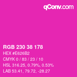 Color code: RGB 230 38 178 | qconv.com