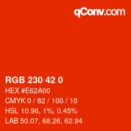 颜色代码: RGB 230 42 0 | qconv.com