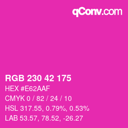 颜色代码: RGB 230 42 175 | qconv.com
