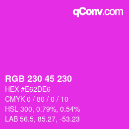 Color code: RGB 230 45 230 | qconv.com