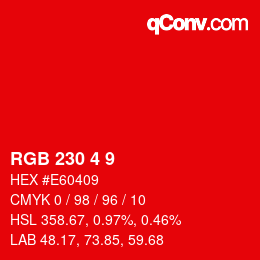 Color code: RGB 230 4 9 | qconv.com