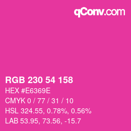 Color code: RGB 230 54 158 | qconv.com