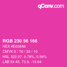 颜色代码: RGB 230 56 166 | qconv.com