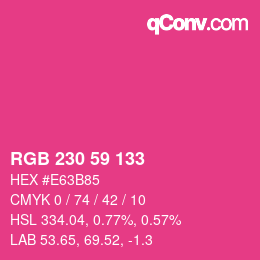 Color code: RGB 230 59 133 | qconv.com