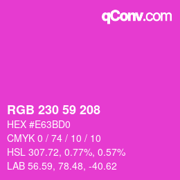 Farbcode: RGB 230 59 208 | qconv.com