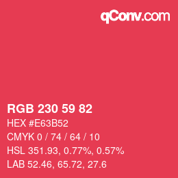 Color code: RGB 230 59 82 | qconv.com