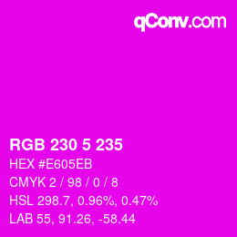 Color code: RGB 230 5 235 | qconv.com