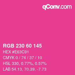 Color code: RGB 230 60 145 | qconv.com