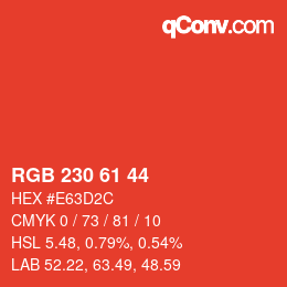 颜色代码: RGB 230 61 44 | qconv.com