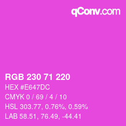 颜色代码: RGB 230 71 220 | qconv.com