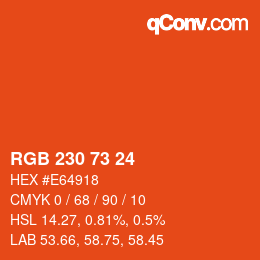 Color code: RGB 230 73 24 | qconv.com